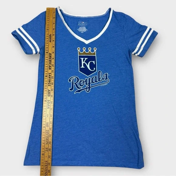 MLB 5th & Ocean Kansas City Royals Blue V-Neck Graphic T-Shirt Womens Small - Picture 5 of 7